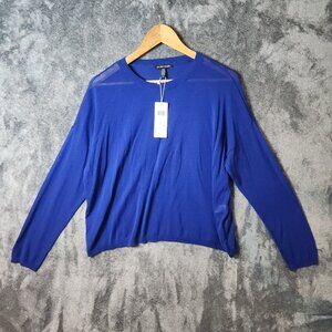 Eileen Fisher NEW Tencel Boxy Crew Neck Top Sweater Size S Royal Blue $218